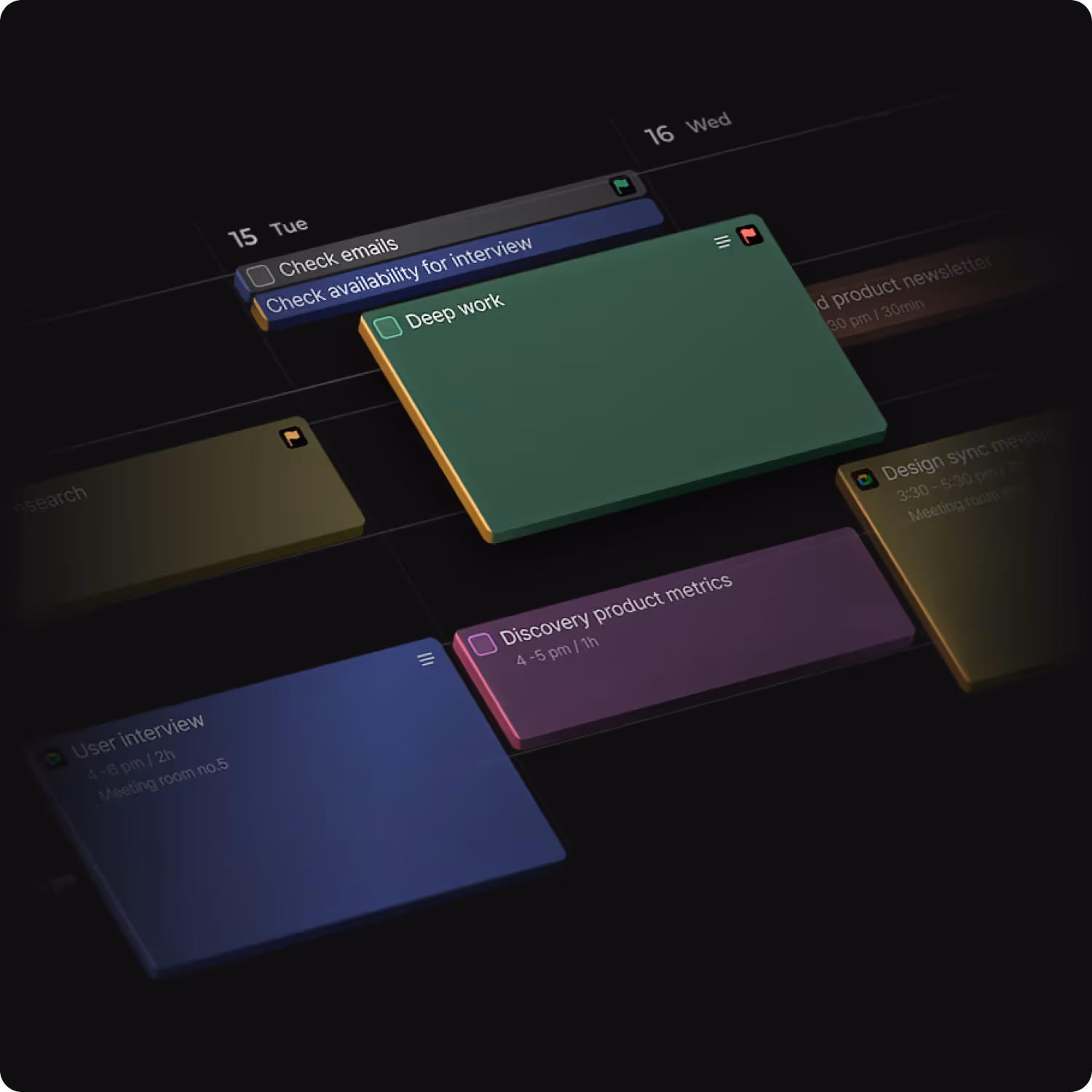 Arch Calendar focus block interface